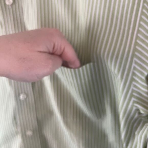 Brooks Brothers 346 Non Iron Green White Stripes Long Sleeve Button Down Shirt M - Picture 2 of 6